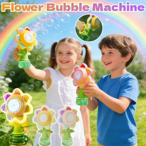 Flower Bubble Machine 7 Colors with Lighting Shaking Automatic Blowing Machine 3 Speed Adjustment