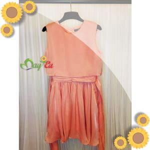 FS-MD004 Party Prom Engagement Bridesmaid Flare Wavy Midi Dress Pinkish Dusty Rose 靓丽雪纺网纱俏丽伴娘订婚礼服礼裙波浪连身裙