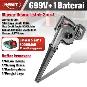 Reaim Mesin Blower Blower Tangan Cordless 3IN1 - Mesin Blower & Pengering Baterai untuk Membersihkan Rumah & Peralatan