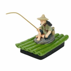 CUTE ELVES Realistic Fisherman Figurine Auto-Floating Miniature Fish Tank Decorations Floating Raft Handmade Aquarium Decor Aquarium Use