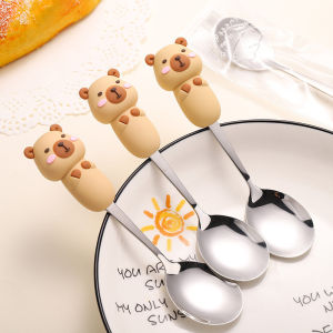 Stainless Steel Spoon Capybara Sanrio 卡皮巴拉儿童餐具 Sudu Kanak-Kanak Keluli Tahan Karat Comel Cute Cartoon Kuromi Melody Kids