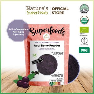 Natures Superfoods Organic Acai Berry Powder Freeze-Dried 90g l High Purple Antioxidants l No Added Sugar or Additive
