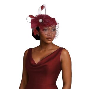 OEUVR Elegant Feather Mesh Fascinator Hat Elegant Style Polka Dot Veil Bridal Beret Pearl Polyester Head Wrap Wedding