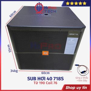 Sub Hơi 40 JB 718S 1600W Từ 190 Xương Đúc - Tặng Dây Khẩu Loa Sub Hơi Bass 40 Cao Cấp - H2Pro Tech