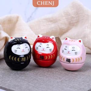 [COD] CHENJ รูปปั้นดารุมะเซรามิกแก้วทัมเบลอร์หัตถกรรมสไตล์ญี่ปุ่นโชคดีสำหรับแมวเครื่องประดับภูมิทัศน์ของตกแต่งบ้านของขวัญ