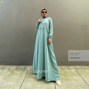 Nounes Basic Abaya Dress Gamis Daily Polos Wanita Muslim Saku Kanan Busui Friendly Woolpeach Grade A