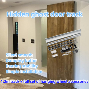 Ghost Floating Back Hidden Sliding Door Rail Set Concealed Soft Close Sliding Barn Door Track