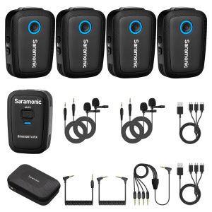 Saramonic Blink500T4 4-Channel Wireless Microphone Professional Lavalier Microphone Noise Cancelling Mic for Vlogging Smartphone Camera Laptop