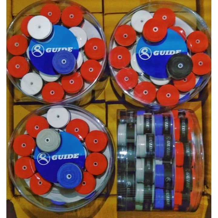 GUIDE GRIP 1JAR (60pcs) OVERGRIP FOR TENNIS & BADMINTON RACKET Made in  Taiwan 100% ORIGINAL MVL SPORTS