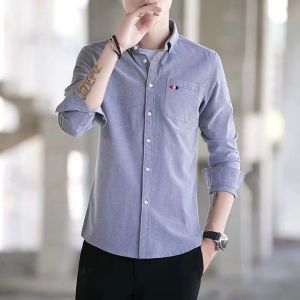HY Fashion Men Plaid Print Long Sleeved Shirt 100% Polyester Mens Shirt Male Slim Fit Brand Clothing