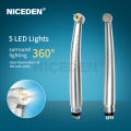NICEDEN Nha khoa Hand piece Tốc độ cao Shadowless 5 bóng đèn LED Nút nhấn 5 Nước phun E máy phát điện Gốm mang gốm Rotor Cung cấp nha khoa. 