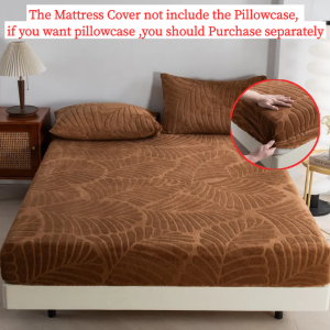 Thicken Milk Velvet BedSheet Cover Plush Fitted Sheet Flecee Mattress Protector Single to King Szie Fit 2 To 8 Inches Thick Mattress Topper Pad Cover