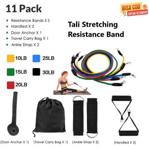 Tali Yoga Stretching Fitness Pilates Gym Karet Elastis Resistance Band  / Alat Olahraga Rumahan