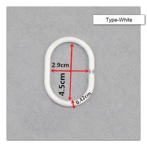 12pcs Curtain Hook White Plastic C Shape Bath Drape Shower Ring Loop Bendable Bathroom Curtain Hooks