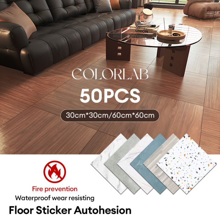 Colorlab 50PCS Marble Vinyl Tile Sticker Self Adhesive Floor Sticker ...
