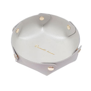 S/L Leather Key Tray PU Round Key Storage Box Desktop Organizer PVC Lipstick Watch Storage Basket Foldable Basket for Entrance