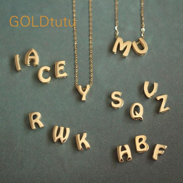 Goldtutu 14k Solid Gold Letter Pendant 26 Tiny Initials Name