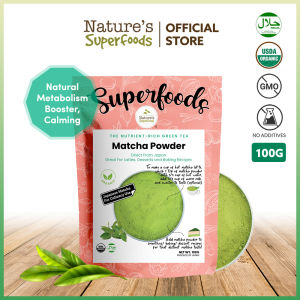 Natures Superfoods Organic Matcha Powder 100g Pack | For Recipes l Antioxidants l Calming l Detox l From Japan (HALAL Certified)