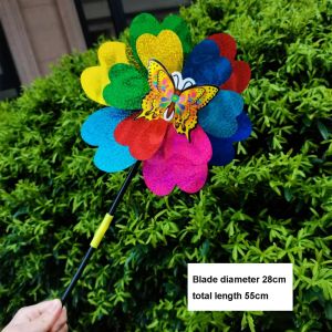 OWTWO Colorful Double-layer Turntable Sunflower Windmill Multistyles  Turntable Glitter Rotating Sunflower  PVC Garden Yard Wind Spinner Outdoor Party Picnic Decor