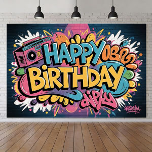 New 2026 Hip-hop graffiti brick wall backdrop cloth for atmosphere photography hanging cloth for birthday party decoration