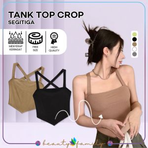 BF-P330 Tank Top Crop Segitiga Model Tali Belakang Silang Atasan Wanita / Tanktop Basic Knit Singlet Crop Cewek Import Korean Fashion