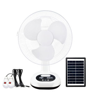 Quạt Tích Điện Năng Lượng Mặt Trời Mẫu Mới kèm Củ sạc 220V tấm pin năng lượng bóng đèn