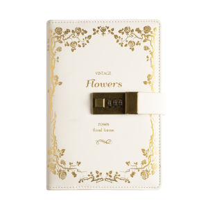 B6 Vintage flower cover Diary Notebook with Password Lock Journal Notepad Travel Sketchbook Agenda Planner Organizer Note Book for School Office Retro CodeBook Hand account book