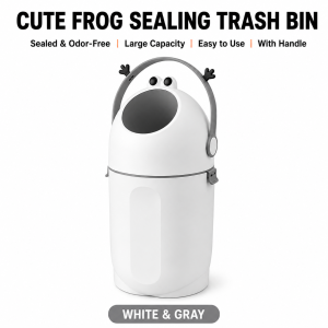 【CozyCasa】 Cute Character Sealed Trash Bin Large Capacity Odor Control Waste Bin One Hand Rotating Lid for Home