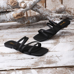 [Free Shipping] WomenS New Flat Sandals Featuring A Single-Strap Design Chunky Heels And An Open-Toe Style Suitable For Wearing Both Indoors And Outdoors