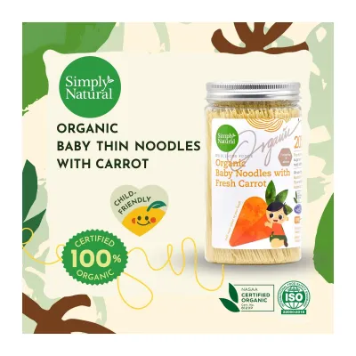 Simply Natural Organic Handmade Baby Thin Noodle (Carrot Flavour) - Simply Natural by Zenxin