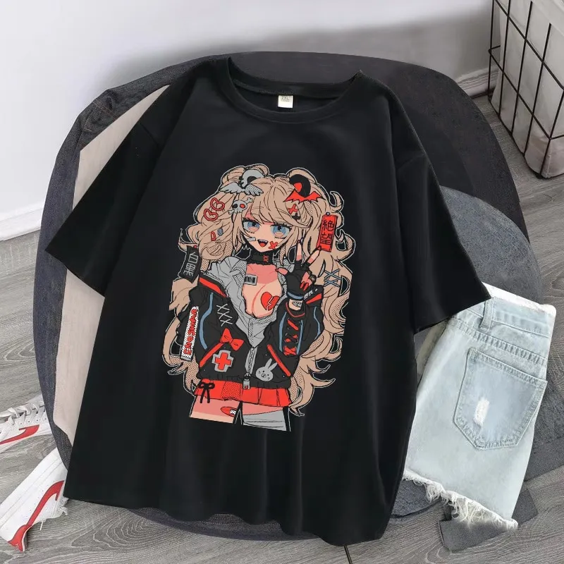 vintage anime cartoon t shirt women tiktok clothes gothic tshirt streetwear  print loose tops 2022 Korean summer black t-shirt - Price history & Review, AliExpress Seller - Juspinice Official Store