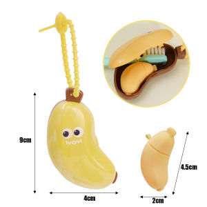 2-in1ที่ใส่หัวแปรงแบบพกพาที่ครอบแปรงสีฟันออแกไนเซอร์จัดเก็บกล่องป้องกันลายการ์ตูนกล้วย