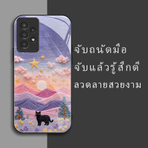 สำหรับ Samsung Galaxy A32 4G เคสศัพท์กันตก ลายท้องฟ้า ภูเขา แมว บุคลิกภาพทันสมัย