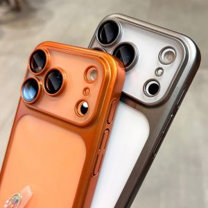 Luxury Matte Hard PC Ultra Slim Case for iPhone 17 16 15 Pro Max 17Pro Plating Camera Film Protector Frosted Shockproof Cover h260630