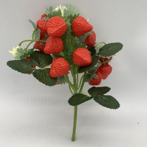 SAVIA Lifelike Artificial Strawberry Berry Branch Creative DIY Simulation Plant Fruit Birthday Decorations Plastic Strawberry Bouquet Wedding