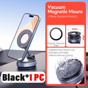 100N Strong Vacuum & Magnetic Adsorption magnetic phone holder 720° rotation adjustment car hand phone holder Easy On & Off Reusable Compatible with all smartphones magnetic phone stand It can be adsorbed onto glass displays tables porcelain etc