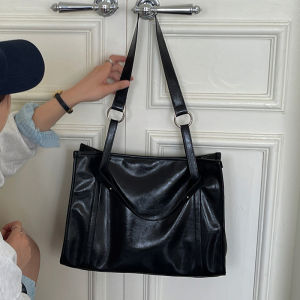 Ielgy Túi xách nữ Dễ phối đơn giản vân cổ điển Túi Túi tote vuông đi lại sức chứa lớn