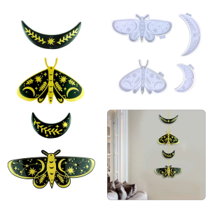for Butterfly Moon Silicone Resin Mold Keychain Pendants Making Molds for DIY Epoxy Casting Wall Hanging Ornamen