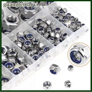 guangtemaoyi 200pcs Hex Nylon chèn tự khóa Nut nylock locknut Bộ phân loại bộ m2 M2.5 M3 M4 M5 M6 M8 304 A2-70 thép không gỉ