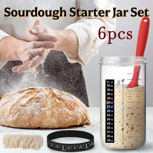 6PCS Bread Sourdough Starter Jar Set 730ML Large Capacity Reusable Bread DIY Baking Supplies
