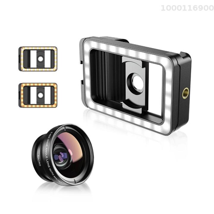 APEXEL FL23 Universal Phone Clip with 17mm 37mm Thread LED Fill Light  Cold Shoe Mount 1/4in Screw Hole Lens Adapter with Lens