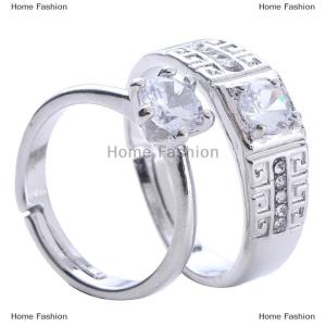 [COD] Home Fashion 1Pair Classic Couple Resizeable Engagement Ring Men Women Adjustable Valentine Gift