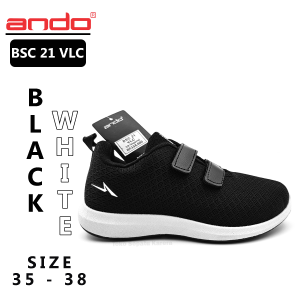 Sepatu Sekolah Anak SD SMP Remaja Perempuan/Laki Laki – ANDO – BSC 21 VLC – Size 35-38 – Sneakers – Sport Black White