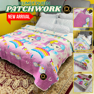 Selimut Patchwork Blanket Queen FAIZUL Colection 2 layer Cotton Quality Soft Floral Abtrack Premium Adult Bedding