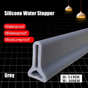 [free glue]50mm High Bendable Shower Door Dam Water Stopper Collapsible Shower Threshold Water Barrier Waterproof Strip for Bathroom Kitchen (height 5.0cmLength 1.5//2/m)