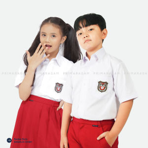 Seragam sekolah baju kemeja putih sd sekolah dasar lengan tangan pendek perempuan laki laki cewek cowok pria wanita putra putri