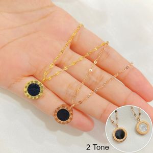 noinacc Kalung Titanium Two Tone Black/White Anti Karat Anti Alergi Aksesoris Perhiasan KT34