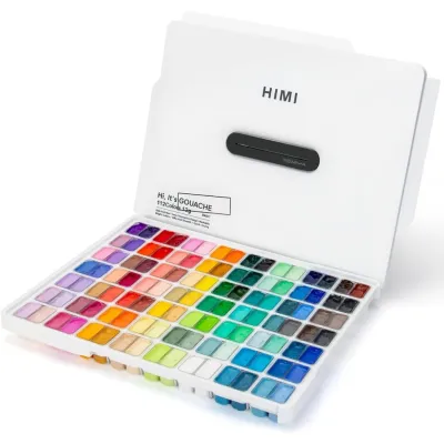 MIYA สีกวอช 112 สี GOUACHE สีโปสเตอร์ ประกอบด้วยสีพื้นฐาน บรรจุภัณฑ์สีดำและสีขาว