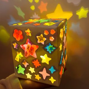 SHEBE668 Handmade DIY Projection Lamp Kit Glass Paper Colorful Star Paper Lantern Portable Hanging DIY Lantern Making Kit For Children