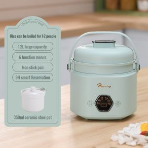 Electric Cooker Multi-Cooker Smart Electric Stew Pot Non Stick Ceramic Pot Rice Cooker with Steamer for 1-2 People